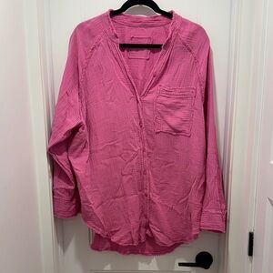 aerie Pink Button-Front tunic coverup Shirt